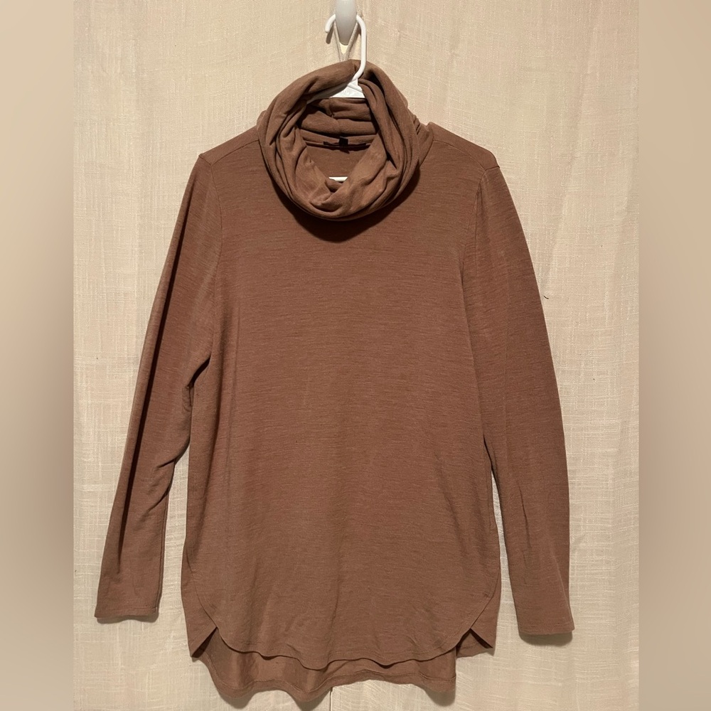 Lisa Rinna Collection Tan Cowl Neck Sweater
